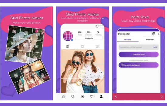 Tela do app Grids do instagram